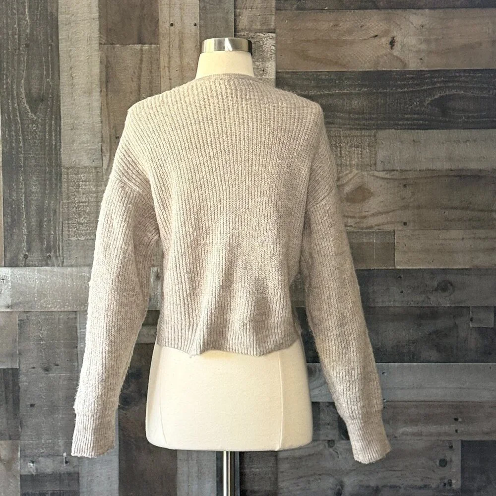 Lulu's cream wrap crop top sweater xsmall festival boho chic granola earth girl